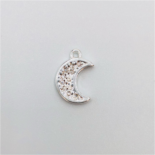 FP359 Luna Circon 13 x 8 mm Figura Baño Plata Figuras Bañadas en Oro y Plata hecho de Bronce Bañado en Plata 50 ml Joyas Bañadas en Plata