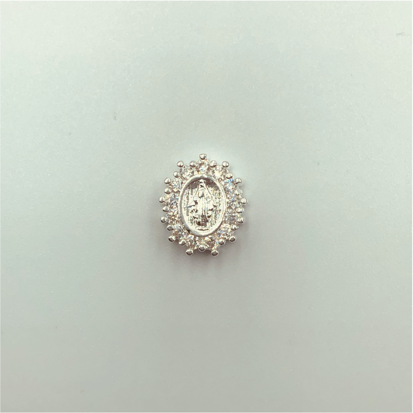 FP369 Virgen Circones 14 x 11 mm Figura Baño Plata Figuras Bañadas en Oro y Plata hecho de Bronce Bañado en Plata 50 ml