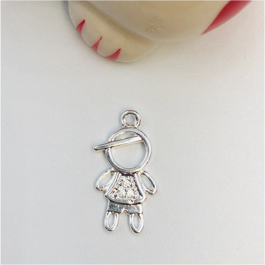 FP389 Niñito Circones 18x10 mm Figura Baño Plata Figuras Bañadas en Oro y Plata hecho de Bronce Bañado en Plata 50 ml Joyas Bañadas en Plata