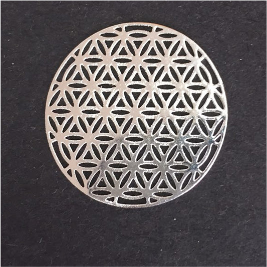FP44 Mandala Flor de La Vida diá. 35 mm Figura Baño Plata Figuras Bañadas en Oro y Plata hecho de Bronce Bañado en Plata 50 ml
