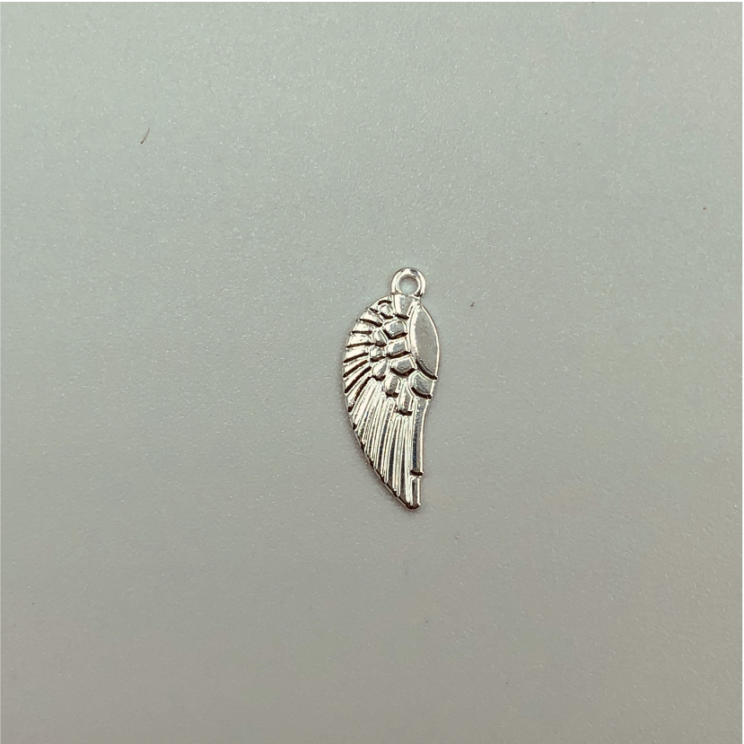 FP473 Ala 15x7 mm más argollita Figura Baño Plata Figuras Bañadas hecho de Bronce Bañado en Plata 50 ml Joyas Bañadas en Plata
