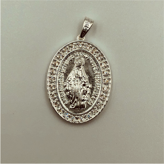 FP539 Virgen Milagros Circones 35 x 20 mm Figura Baño Plata Figuras Bañadas en Oro y Plata hecho de Bronce Bañado en Plata 50 ml