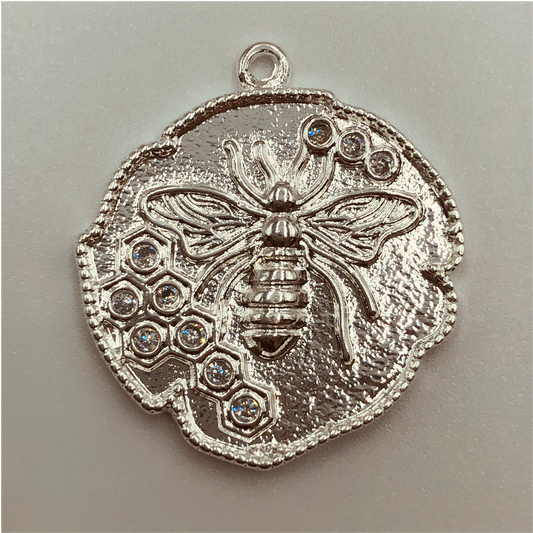 FP570 Colgante Abeja Circones 28 mm Figura Baño Plata Figuras Bañadas en Oro y Plata hecho de Bronce Bañado en Plata 50 ml