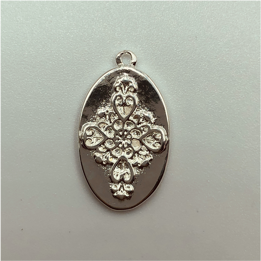 FP576 Colgante Ovalado Primavera 20 x 13 mm Figura Baño Plata Figuras Bañadas en Oro y Plata hecho de Bronce Bañado en Plata 50 ml