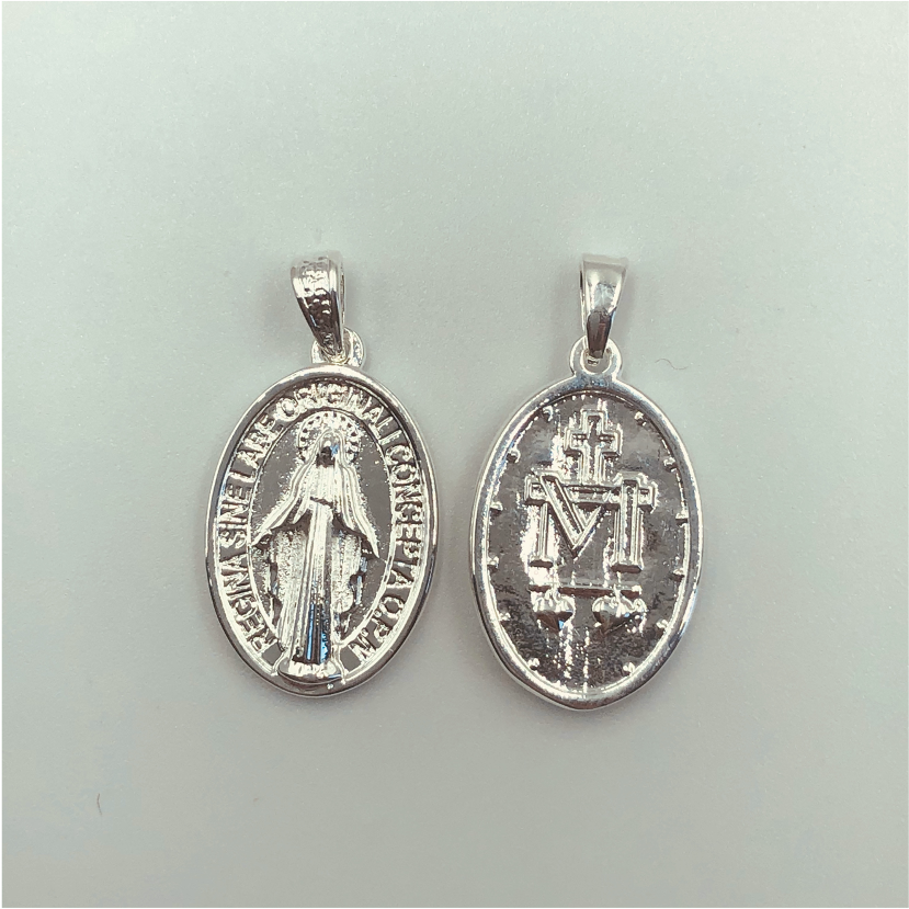 FP581 Virgen de Los Milagros 22 x 15mm Figura Baño Plata Figuras Bañadas en Oro y Plata hecho de Bronce Bañado en Plata 50 ml