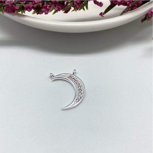 FP664 Colgante Luna 20x10 mm 9 Circones 2 Argollas Figura Baño Plata Figuras Bañadas en Oro y Plata hecho de Bronce Bañado en Plata 50 ml