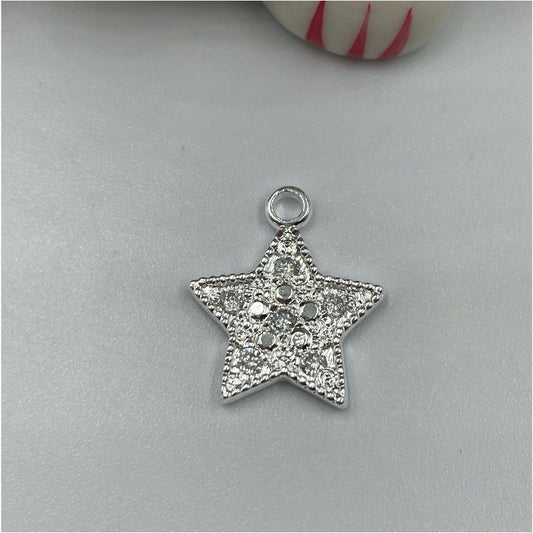 FP748 Colgante Estrella con Circones borde Reticulado 15 mm Figura Baño Plata Figuras Bañadas en Oro y Plata hecho de Bronce Bañado en Plata 50 ml Joyas Bañadas en Plata