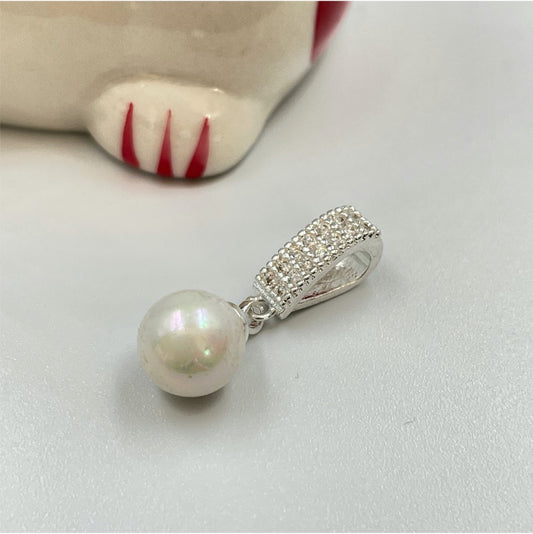 FP769 Colgante Perla diá. 8 mm Balier con microcircones largo total 22 mm Figura Baño Plata Figuras Bañadas en Oro y Plata hecho de Bronce Bañado en Plata 50 ml Joyas Bañadas en Plata