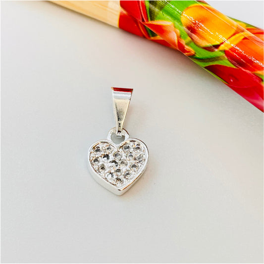 FP773 Colgante Corazón con Circones 9x10 más Balier Figura Baño Plata Figuras Bañadas en Oro y Plata hecho de Bronce Bañado en Plata 50 ml Joyas Bañadas en Plata