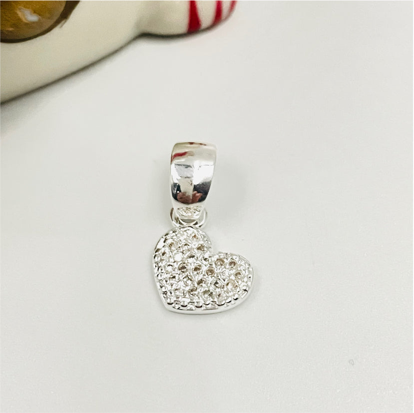 FP786 Colgante Corazón con circones 12 mm más balier Figura Baño Plata Figuras Bañadas en Oro y Plata hecho de Bronce Bañado en Plata 50 ml