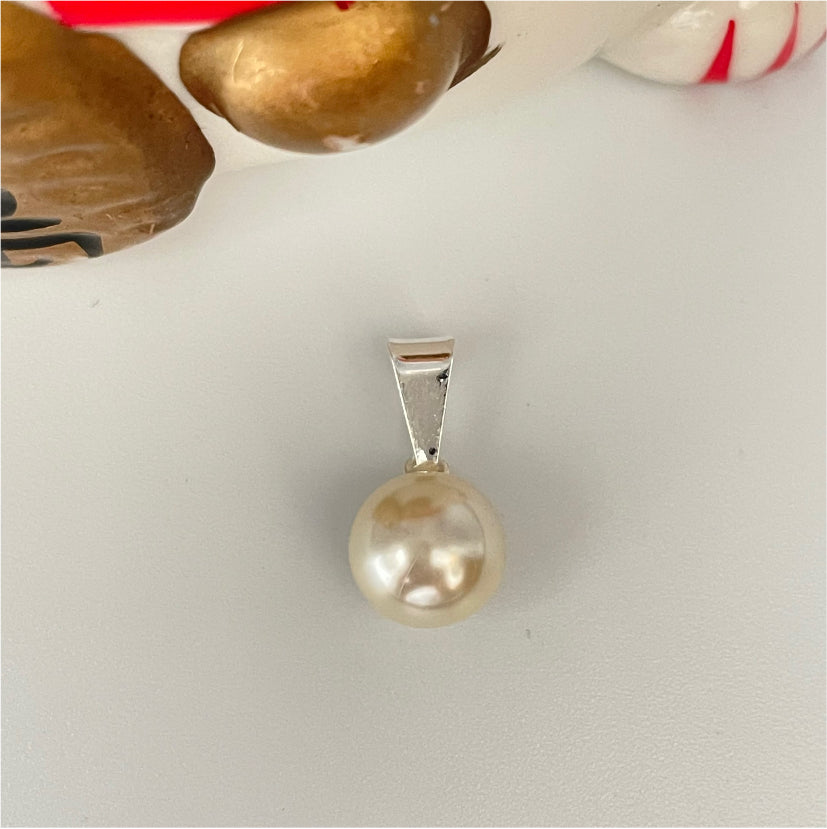FP788 Colgante perla diá. 8 mm más balier Figura Baño Plata Figuras Bañadas en Oro y Plata hecho de Bronce Bañado en Plata 50 ml