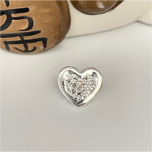 FP789 Colgante Corazón con circones Borde Liso 11 mm Balier Trasero Figura Baño Plata Figuras Bañadas en Oro y Plata hecho de Bronce Bañado en Plata 50 ml