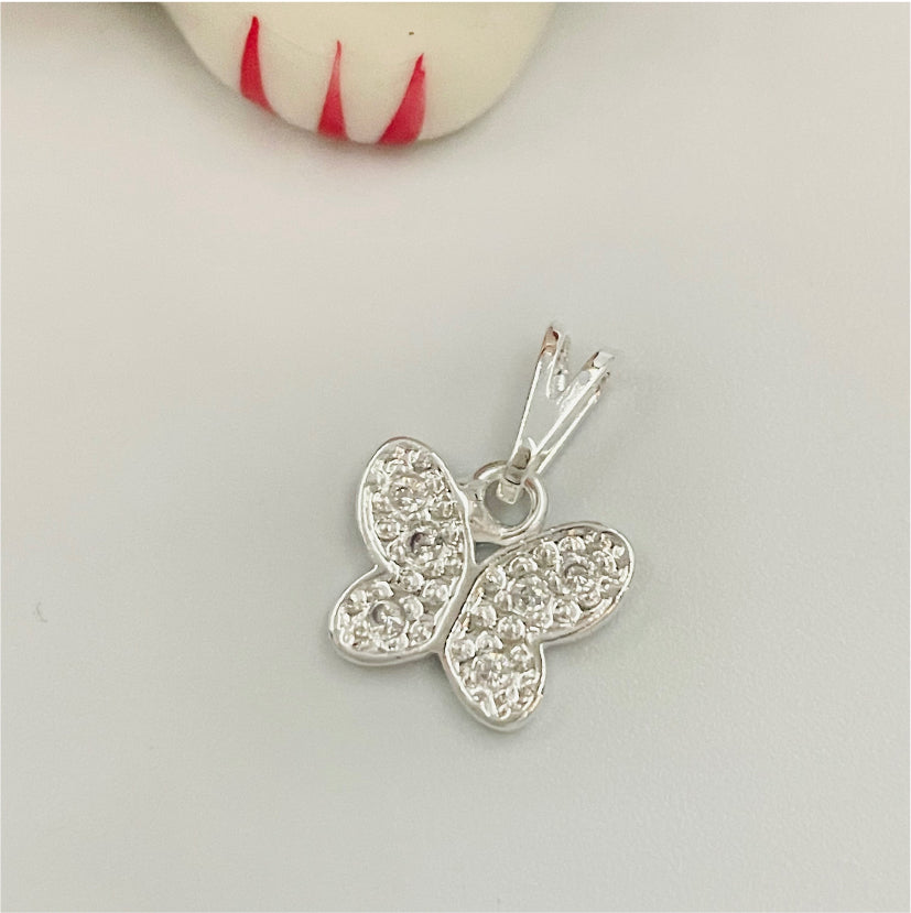 FP796 Colgante Mariposa con Circones 9 mm más Balier Figura Baño Plata Figuras Bañadas en Oro y Plata hecho de Bronce Bañado en Plata 50 ml