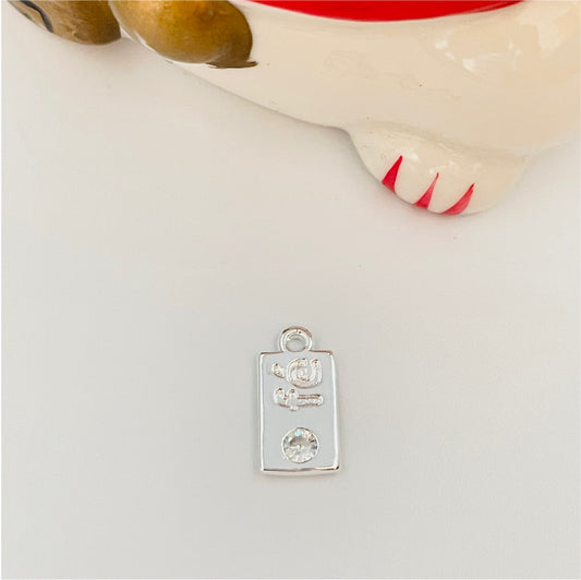 FP802 Placa Fe Rectangular 1 circón Figura Baño Plata Figuras Bañadas en Oro y Plata hecho de Bronce Bañado en Plata 50 ml