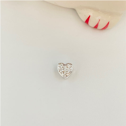 FP805 Colgante Mini Corazón para pasar 6 mm Figura Baño Plata Figuras Bañadas en Oro y Plata hecho de Bronce Bañado en Plata 50 ml