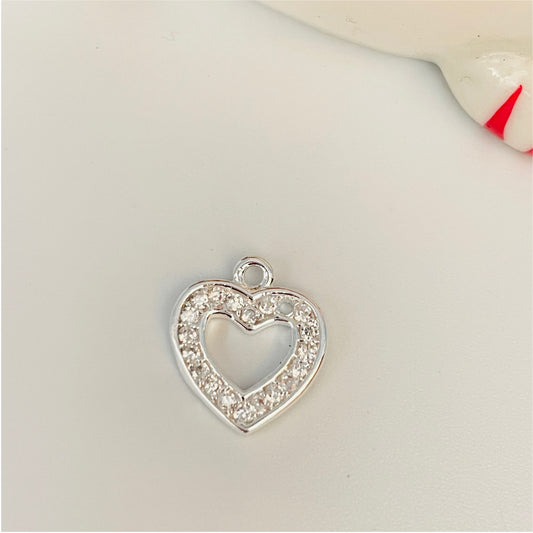 FP813 Colgante Corazón calado con circones 12 mm Figura Baño Plata Figuras Bañadas en Oro y Plata hecho de Bronce Bañado en Plata 50 ml