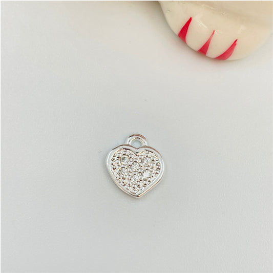 FP815 Colgante Corazón con circones 7 mm más argollita Figura Baño Plata Figuras Bañadas en Oro y Plata hecho de Bronce Bañado en Plata 50 ml