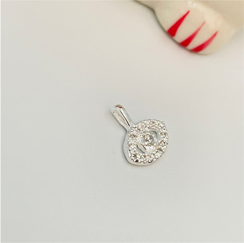 FP832 Colgante Ojo Griego con circones 11x7 mm mas balier fijo Figura Baño Plata Figuras Bañadas en Oro y Plata hecho de Bronce Bañado en Plata 50 ml