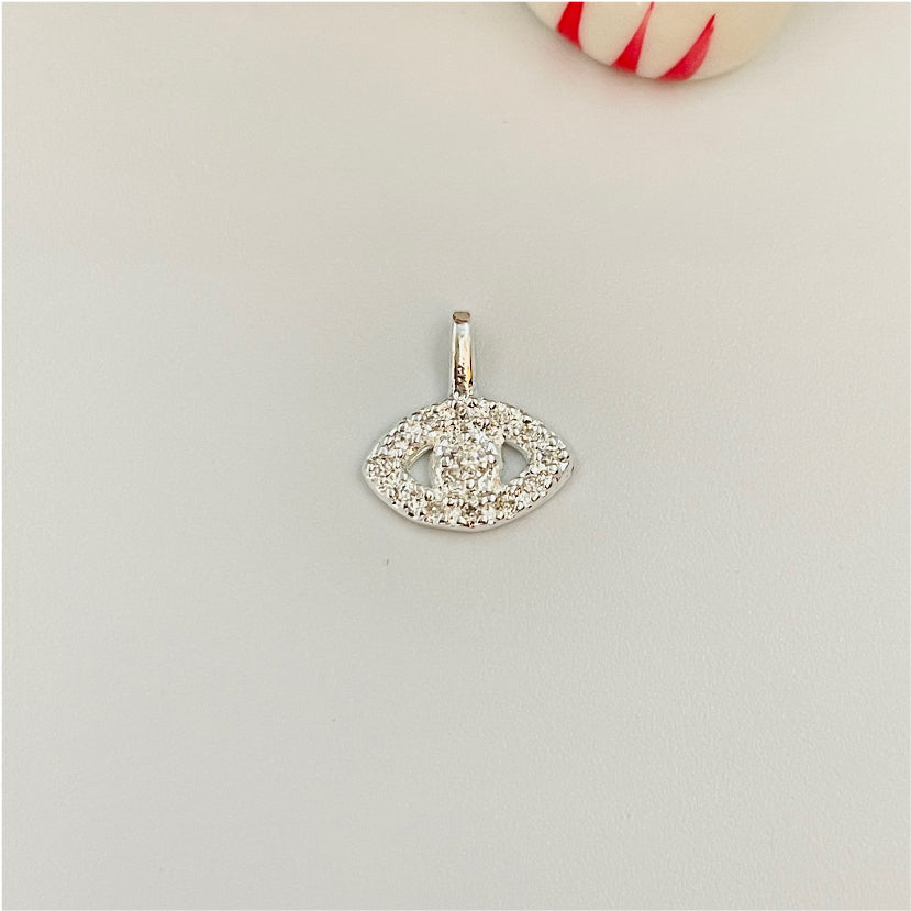 FP832 Colgante Ojo Griego con circones 11x7 mm mas balier fijo Figura Baño Plata Figuras Bañadas en Oro y Plata hecho de Bronce Bañado en Plata 50 ml