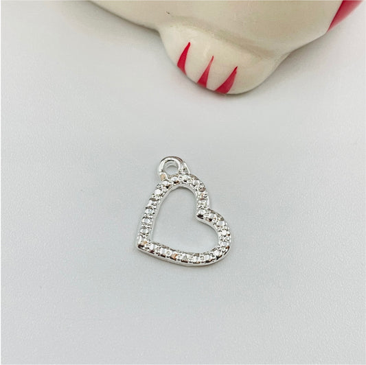 FP840 Colgante Corazón Calado Mediano Borde con Puntitos 15x12 mm incluye argollita Figura Baño Plata Figuras Bañadas en Oro y Plata hecho de Bronce Bañado en Plata 50 ml Joyas Bañadas en Plata