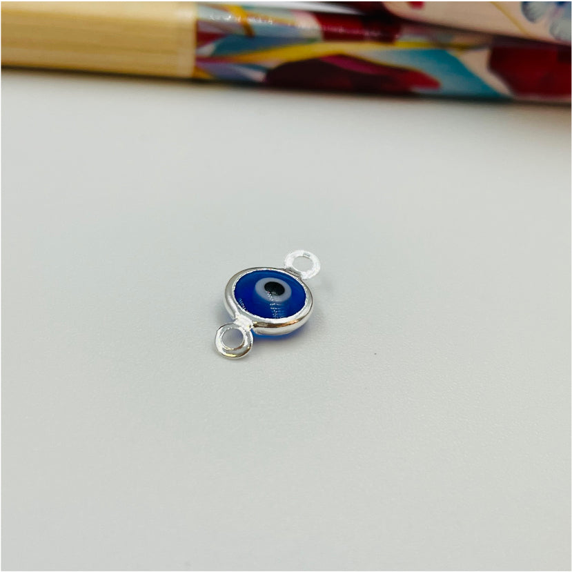 FP853 Conector Ojo Griego 6 mm mas argollitas Figura Baño Plata Figuras Bañadas en Oro y Plata hecho de Bronce Bañado en Plata 50 ml Joyas Bañadas en Plata