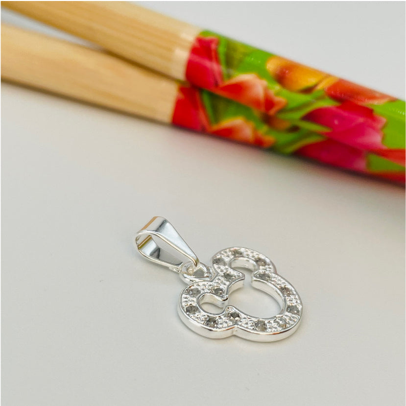 FP860 Colgante Mickey con Circones 12x14 mm más balier Figura Baño Plata Figuras Bañadas en Oro y Plata hecho de Bronce Bañado en Plata 50 ml Joyas Bañadas en Plata