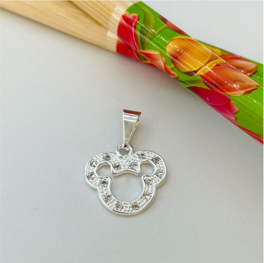 FP860 Colgante Mickey con Circones 12x14 mm más balier Figura Baño Plata Figuras Bañadas en Oro y Plata hecho de Bronce Bañado en Plata 50 ml Joyas Bañadas en Plata