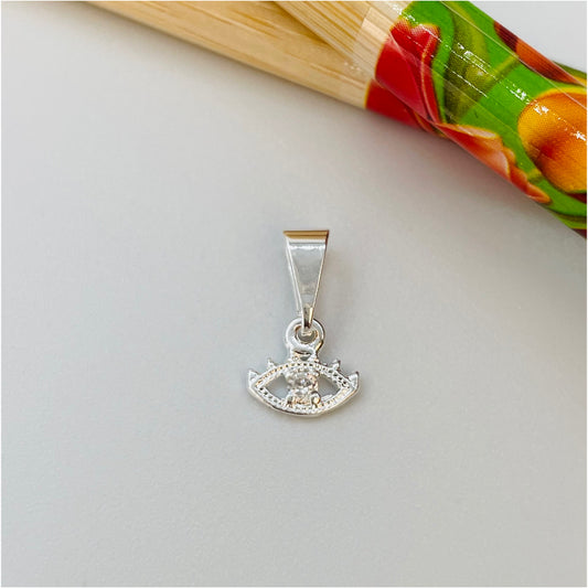 FP862 Colgante Mini Ojo Griego con 1 circón 6x8 mm mas balier Figura Baño Plata Figuras Bañadas en Oro y Plata hecho de Bronce Bañado en Plata 50 ml Joyas Bañadas en Plata