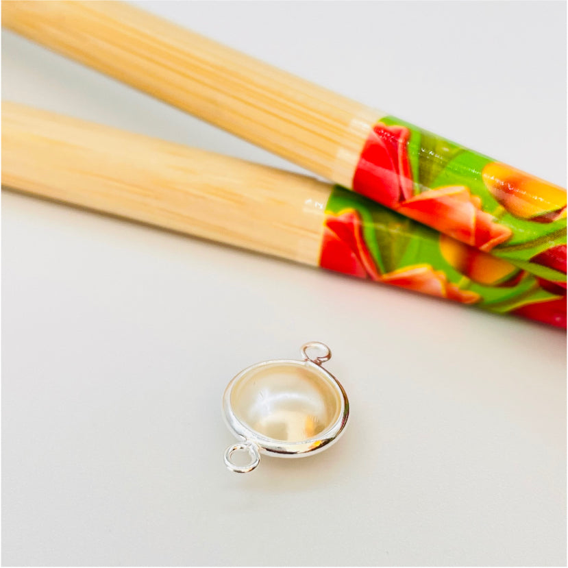 FP870 Conector Perla 10 mm más 2 argollitas Figura Baño Plata Figuras Bañadas en Oro y Plata hecho de Bronce Bañado en Plata 50 ml Joyas Bañadas en Plata