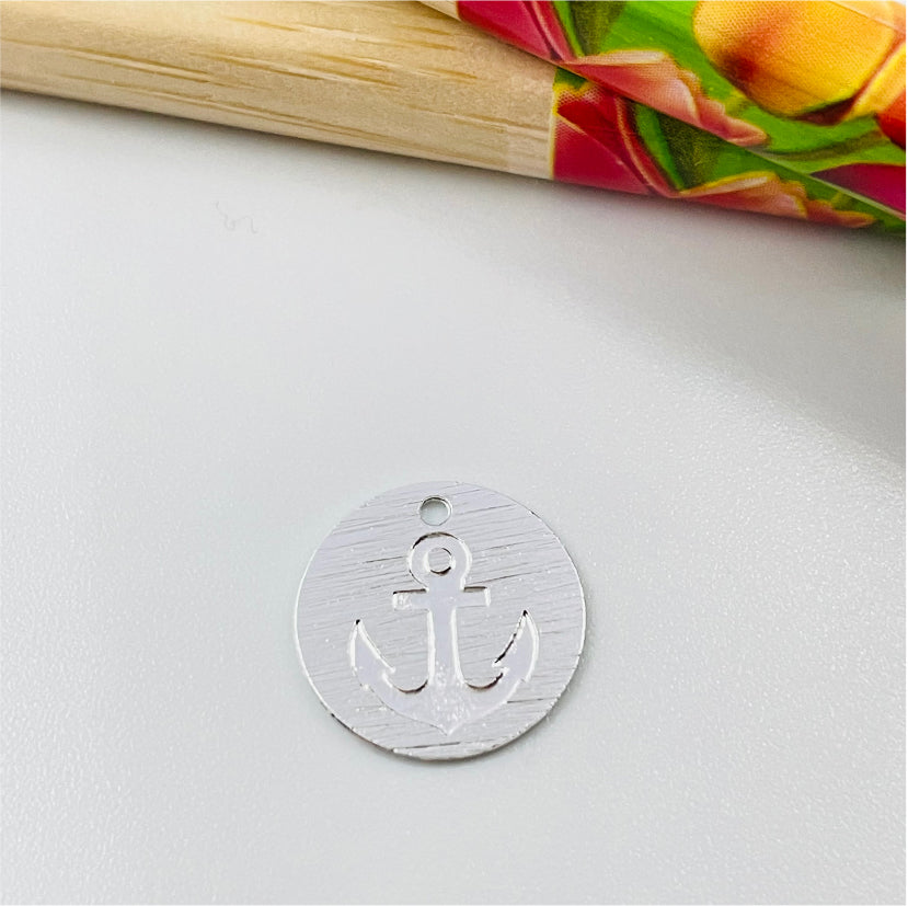 FP875 Colgante Medalla Ancla Colección Verano 12 mm Figura Baño Plata Figuras Bañadas en Oro y Plata hecho de Bronce Bañado en Plata 50 ml Joyas Bañadas en Plata