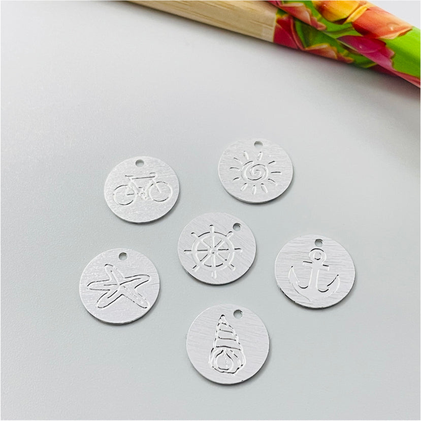 FP875 Colgante Medalla Colección Verano 12 mm Figura Baño Plata Figuras Bañadas en Oro y Plata hecho de Bronce Bañado en Plata 50 ml Joyas Bañadas en Plata