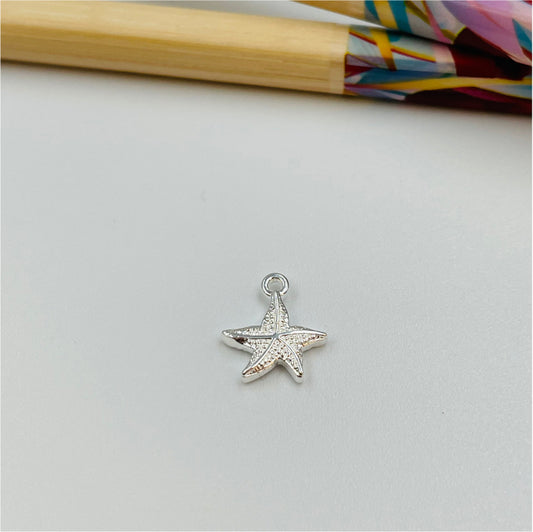 FP882 Colgante Estrella de Mar 10x10 mm más argollita Figura Baño Plata Figuras Bañadas en Oro y Plata hecho de Bronce Bañado en Plata 50 ml Joyas Bañadas en Plata