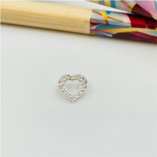 FP885 Colgante Corazón Calado con circones para pasar 8x8 mm Figura Baño Plata Figuras Bañadas en Oro y Plata hecho de Bronce Bañado en Plata 50 ml Joyas Bañadas en Plata
