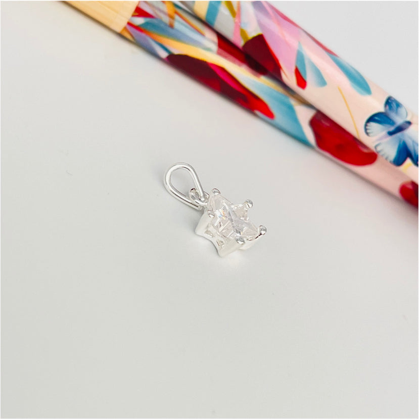FP899 Colgante estrella Cristal 8 mm más balier Figura Baño Oro Figuras Bañadas en Oro y Plata hecho de Bronce Bañado en Plata 50 ml Joyas Bañadas en Plata