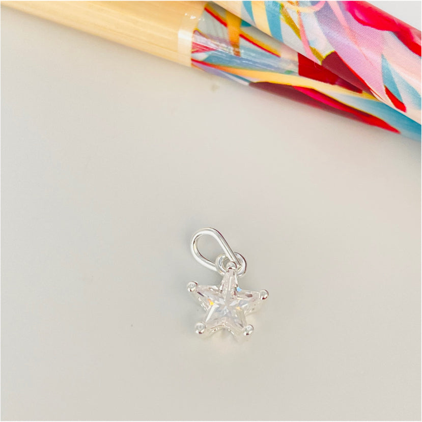 FP899 Colgante estrella Cristal 8 mm más balier Figura Baño Oro Figuras Bañadas en Oro y Plata hecho de Bronce Bañado en Plata 50 ml Joyas Bañadas en Plata