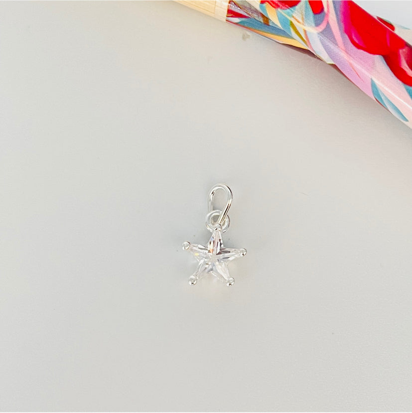 FP899 Colgante estrella Cristal 8 mm más balier Figura Baño Oro Figuras Bañadas en Oro y Plata hecho de Bronce Bañado en Plata 50 ml Joyas Bañadas en Plata