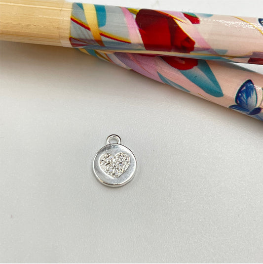 FP920 Medalla corazón circones Diá. 7 mm más argollita Figura Baño Plata Figuras Bañadas en Oro y Plata hecho de Bronce Bañado en Plata 50 ml Joyas Bañadas en Plata