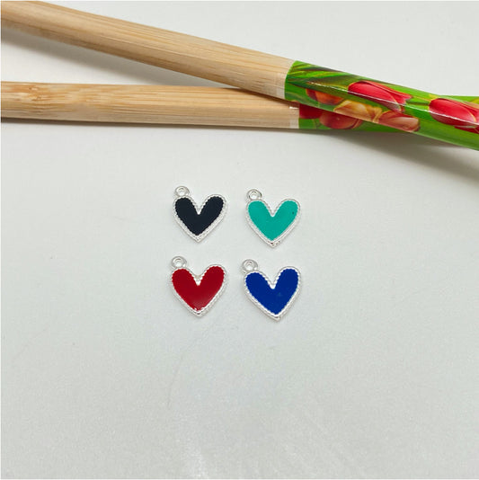 FP926 Colgante Mini Corazón con Resina de Color 10 mm más argollita Figura Baño Plata Figuras Bañadas hecho de Bronce Bañado en Plata 50 ml Joyas Bañadas en Plata