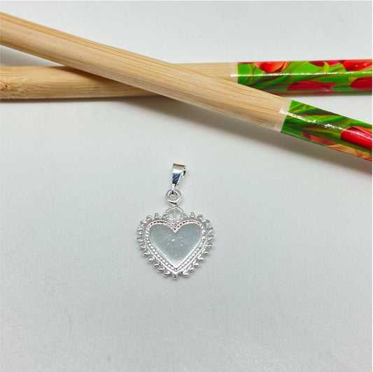 FP944 Colgante Corazón Detente con borde con puntas 16x16 más argollita más balier Figura Baño Plata Figuras Bañadas hecho de Bronce Bañado en Plata 50 ml Joyas Bañadas en Plata