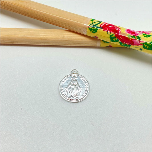 FP950 Colgante Medalla Virgen de los Rayos 14 mm más argollita Figura Baño Plata Figuras Bañadas hecho de Bronce Bañado en Plata 50 ml Joyas Bañadas en Plata