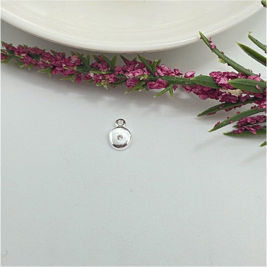 FP978 Colgante con Micro Circón central Diá 5 mm mas argollita Figura Baño Plata Figuras Bañadas hecho de Bronce Bañado en Plata 50 ml Joyas Bañadas en Plata