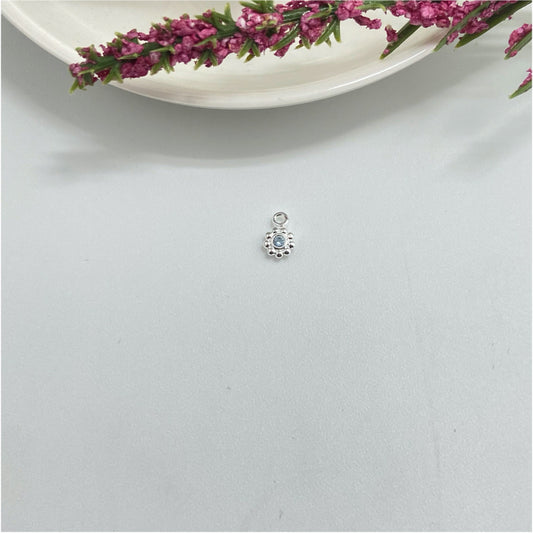 FP982 Colgante Punto de Luz Circón Aguamarina borde con puntitos 5 mm más argollita Figura Baño Plata Figuras Bañadas hecho de Bronce Bañado en Plata 50 ml Joyas Bañadas en Plata