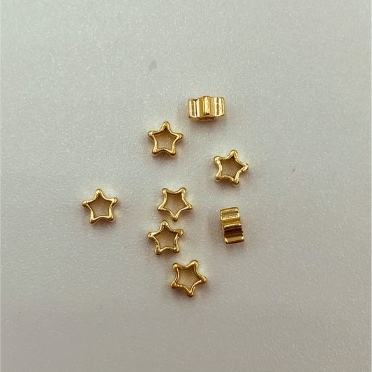 MO19 3.2 x 3.2 x 1.7 mm Estrella Accesorio Baño Oro Accesorios Bañados en Oro y Plata hecho de Bronce Bañado en Oro 18K