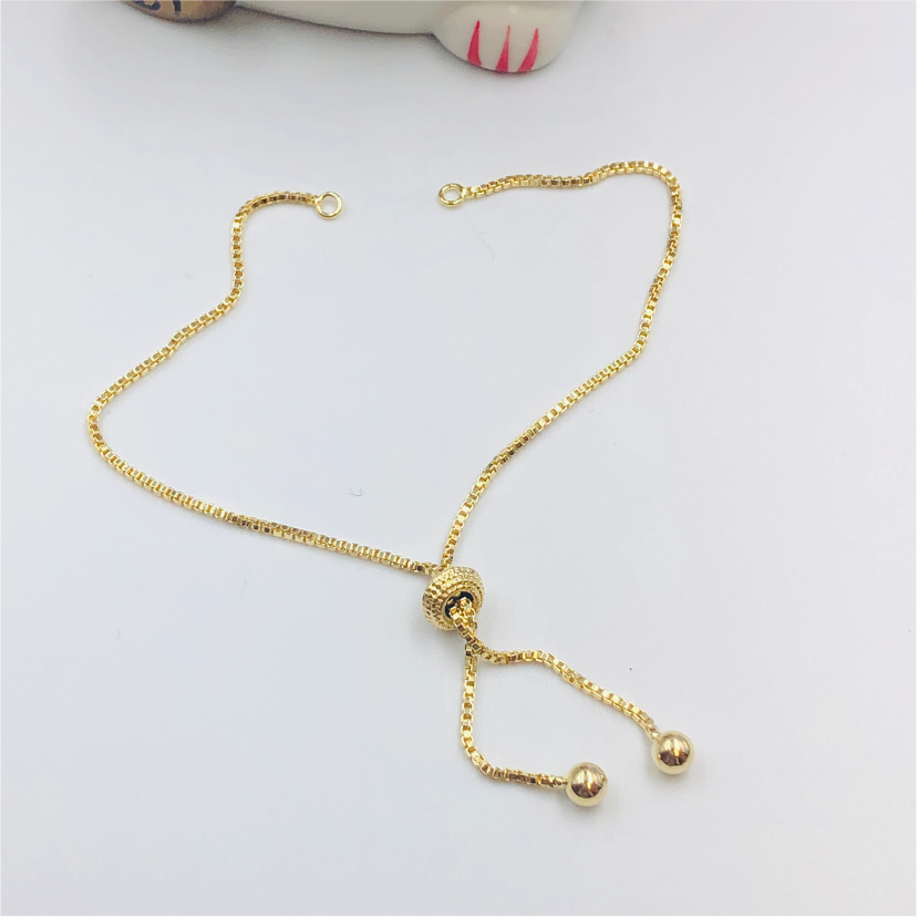 PO03 Pulsera Regulable con cierre silicona Pulsera Baño Oro Figuras Bañadas en Oro y Plata hecho de Bronce Bañado en Oro 18K