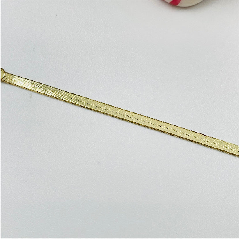 PO04 Pulsera Cinta ancho 2 mm 16,5 cm más extensor de 5 cm Pulsera Baño Oro Pulseras y Esclavas Bañadas en Oro y Plata hecho de Bronce Bañado en Oro 18K Joyas Bañadas en Oro