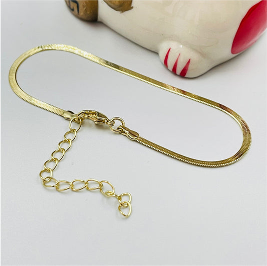 PO04 Pulsera Cinta ancho 2 mm 16,5 cm más extensor de 5 cm Pulsera Baño Oro Pulseras y Esclavas Bañadas en Oro y Plata hecho de Bronce Bañado en Oro 18K Joyas Bañadas en Oro