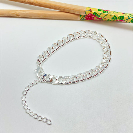 PP05 Pulsera Grumet Ancho 7.5 mm Eslabón 9 mm Largo 17.5 cm más extenso Pulsera Baño Plata Accesorios Varios hecho de Bronce Bañado en Plata 50 ml Joyas Bañadas en Plata