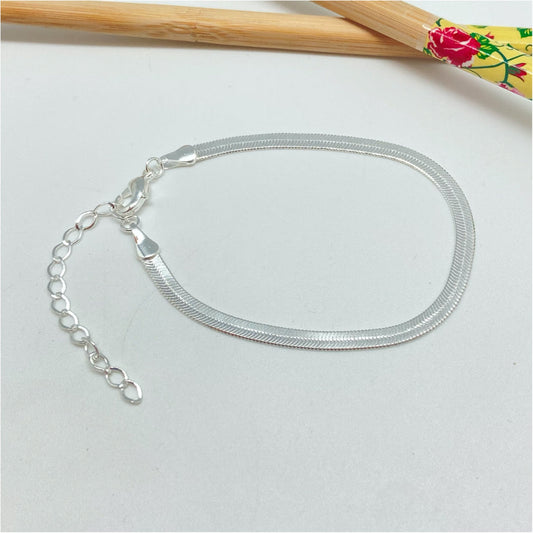 PP07 Pulsera Cinta ancho 4 mm Largo 17.5 cm más extensor de 5 cm Pulsera Baño Plata Accesorios Varios hecho de Bronce Bañado en Plata 50 ml Joyas Bañadas en Plata