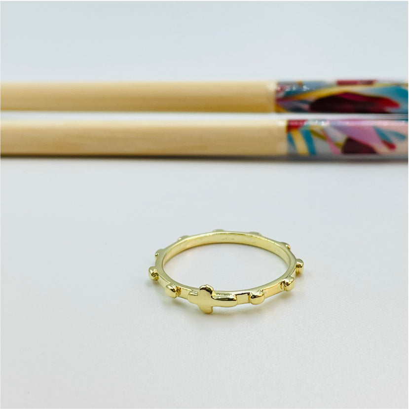 WO01 Denario Anillo Baño Oro Anillos Bañados en Oro y Plata hecho de Bronce Bañado en Oro 18K Joyas Bañadas en Oro