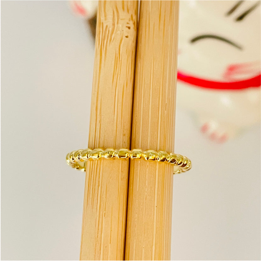 WO08 Anillo Bolitas Anillo Baño Oro Anillos Bañados en Oro y Plata hecho de Bronce Bañado en Oro 18K Joyas Bañadas en Oro